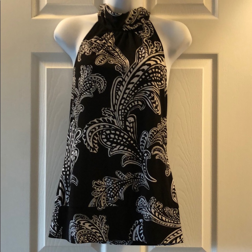 White House Black Market black & white halter top